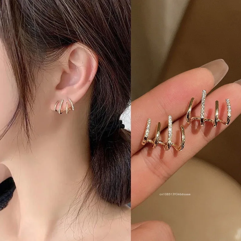 Pendientes coreanos con forma de garra de cristal para mujer, nueva moda 20225, pendientes inusuales con diamantes de imitación, joyería elegante para chicas