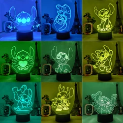 Lilo & Stitch Cartoon 7/16 colors Creative 3D Lamp Anime Figure LED Night Lamp Touch Table Lamp Ornaments Kids Toys Gifts