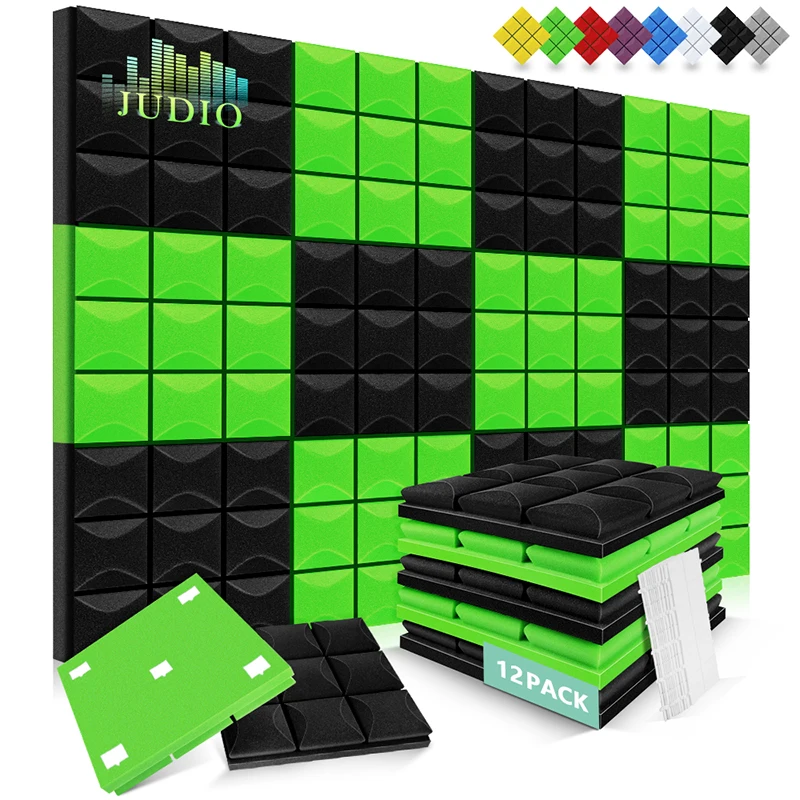 Sound Proof Wall 12 Pack, Bedroom Acoustic Foam Studio Acoustic Treatment, High Density Sound Absorbing Material Sponge Pad