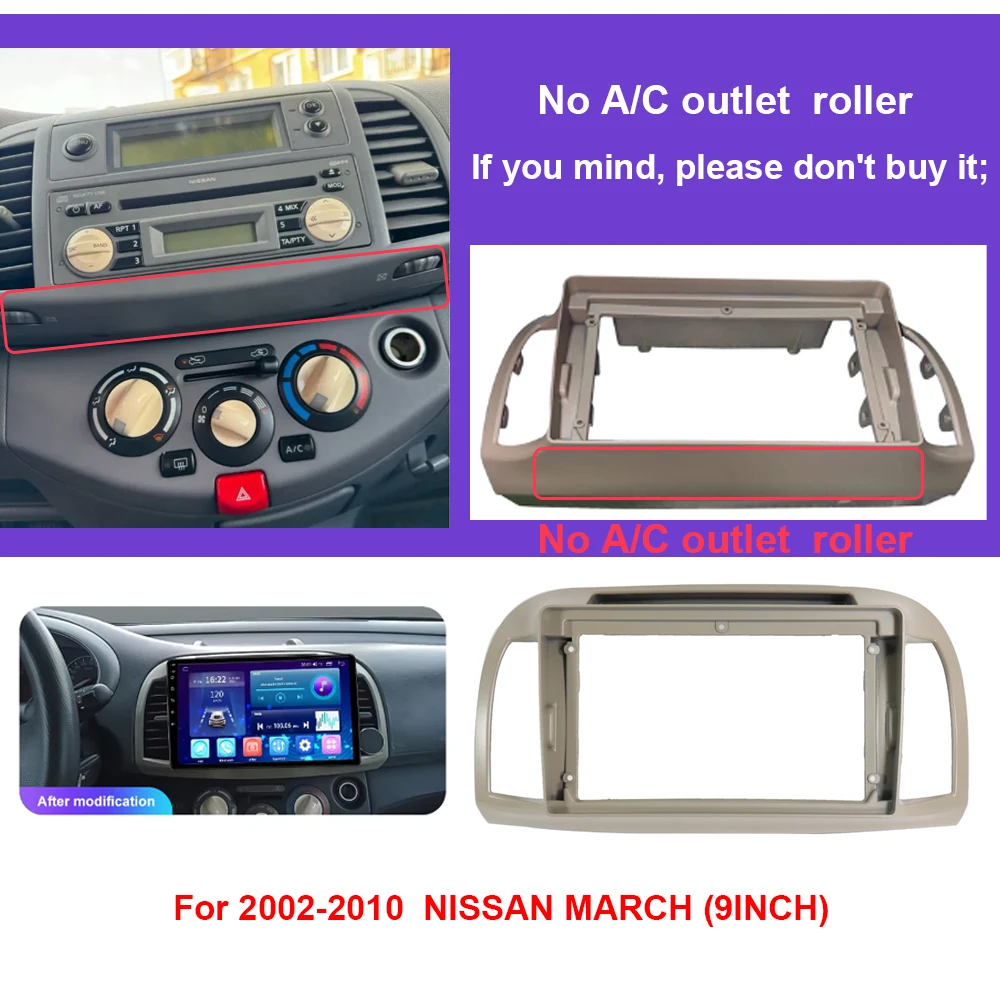 For Nissan March Micra K12 2002 -2010 Car Radio Fascias Installation Dash Frame 2 Din Panel  March Android Fascia