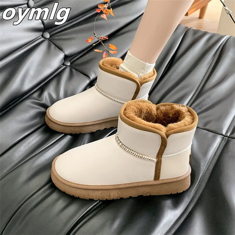 Snow boots for women 2024 winter new fashion thick soled and plush thick waterproof short tube large cotton shoes