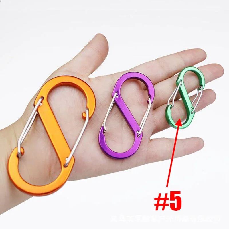 5PCS Aluminium Alloy S Shape Camping Carabiners Safety Buckles Outdoor Sports Bottles Backpack Keychain Climbing Hiking Hooks #5