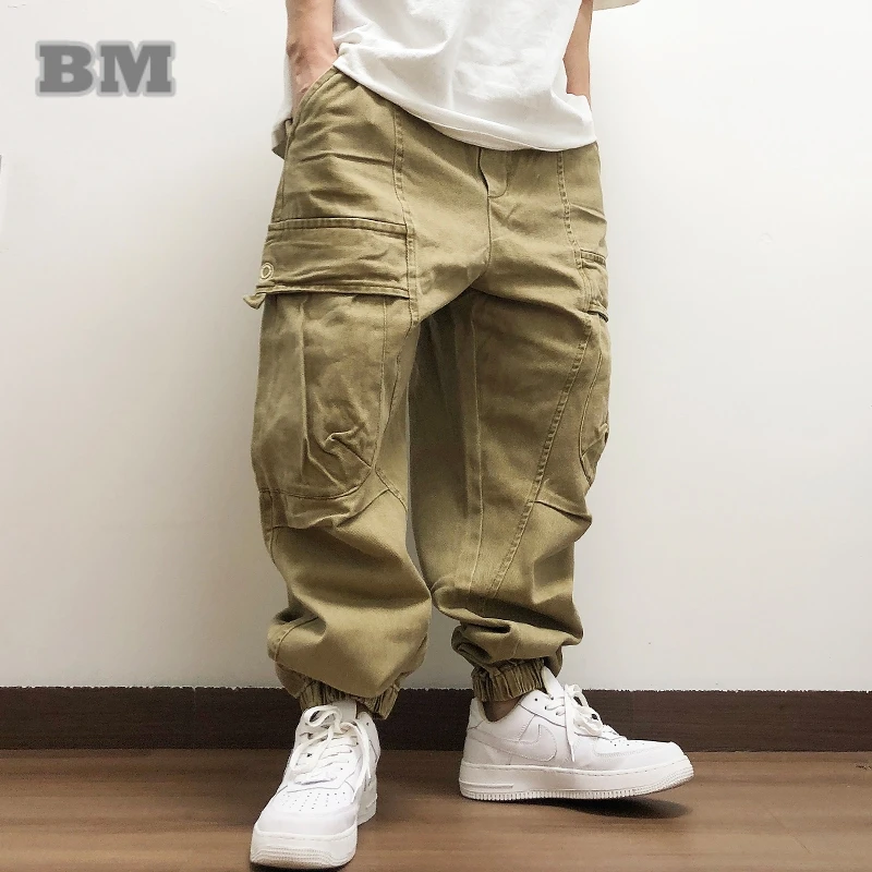 Japanese Streetwear High Quality Cargo Pants Harajuku Casual Men'S Clothing Fashion Khaki Baggy Pants Plus Size Hip Hop Trousers