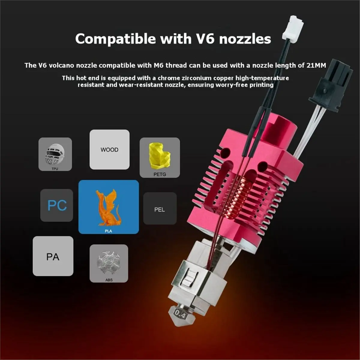 ABIU Hotend Kit for Creality CR10 10S Ender3 3S Upgrade Hot End Kit 0.4mm Copper Plated Nozzle 3D Printer Accessory