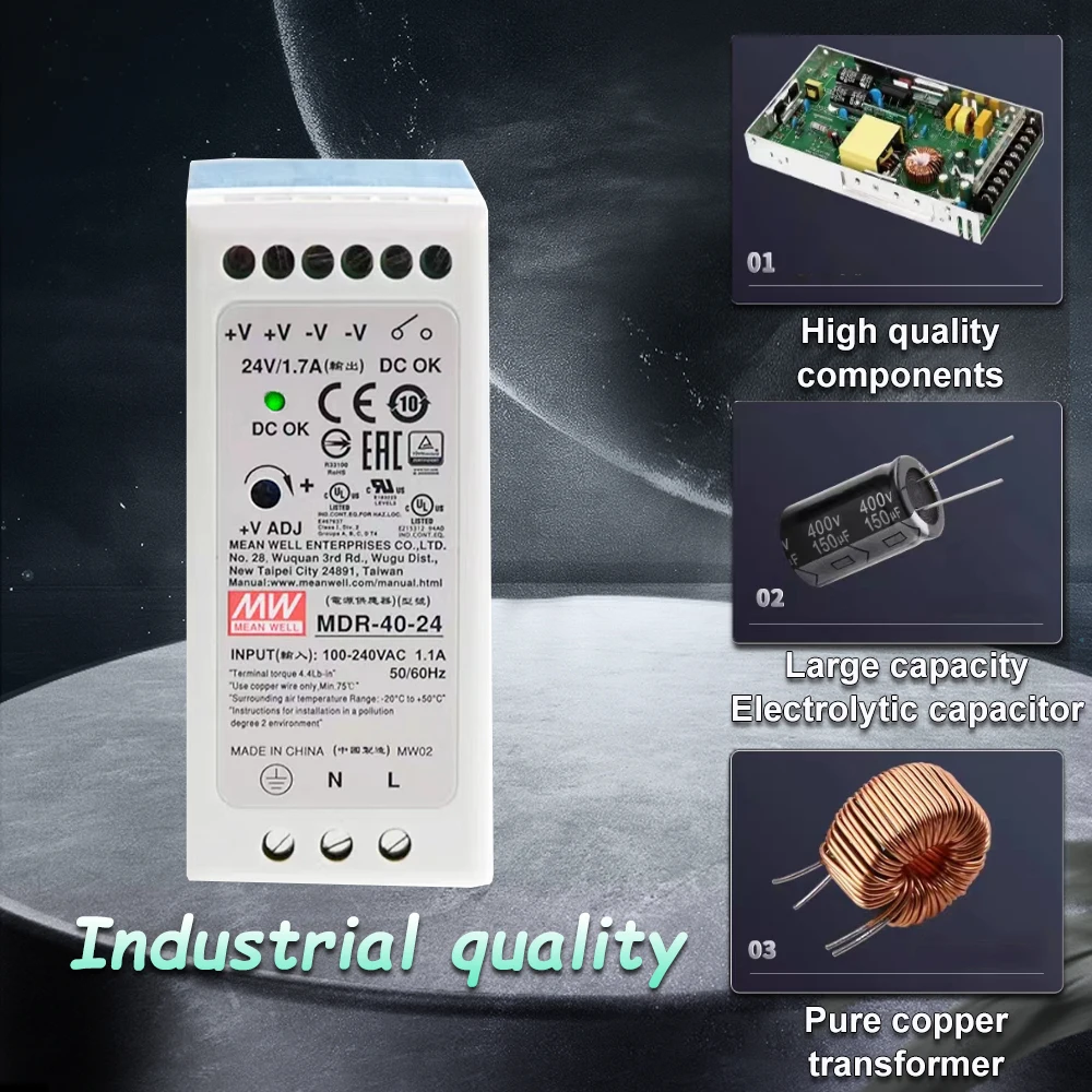Fonte de alimentação industrial do trilho do RUÍDO, saída, 30-40W, 5V, 12V, 24V, 48V