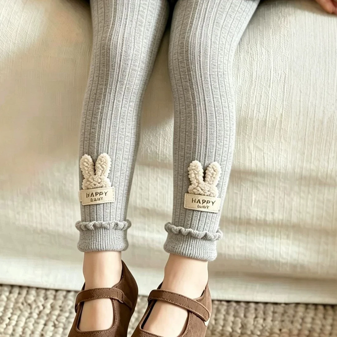 Herbst-Winter Dicke Warme Fleece-Leggings für Mädchen Elastische Schlanke Gestreifte Hosen für Kinder 2-8 Jahre Wärme und Stil in einer Hose – Detail 4