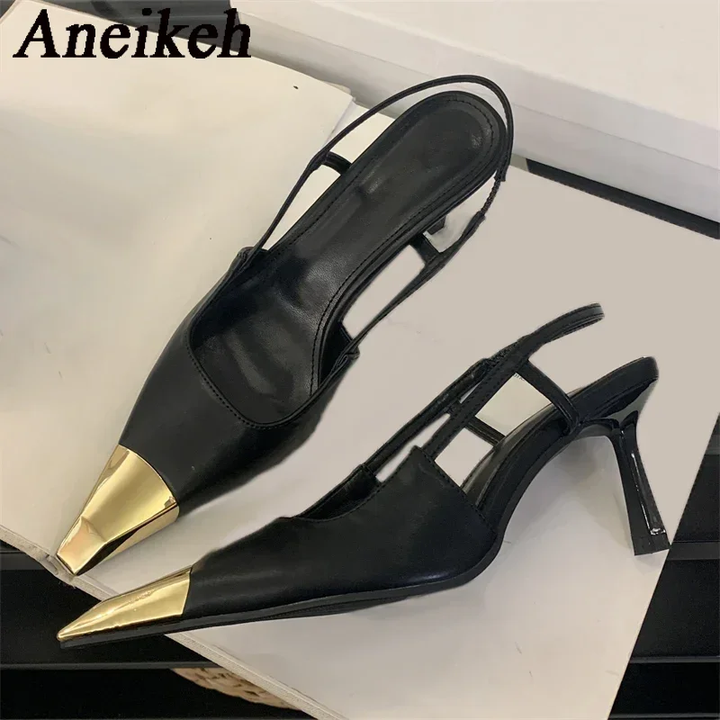 Aneikeh רחוב בסגנון סקסי הצביע הבוהן slingbacks משאבות נשים חשפנות סנדלים עקבים גבוהים נעלי הליכה נעליים לנשים חשפניות