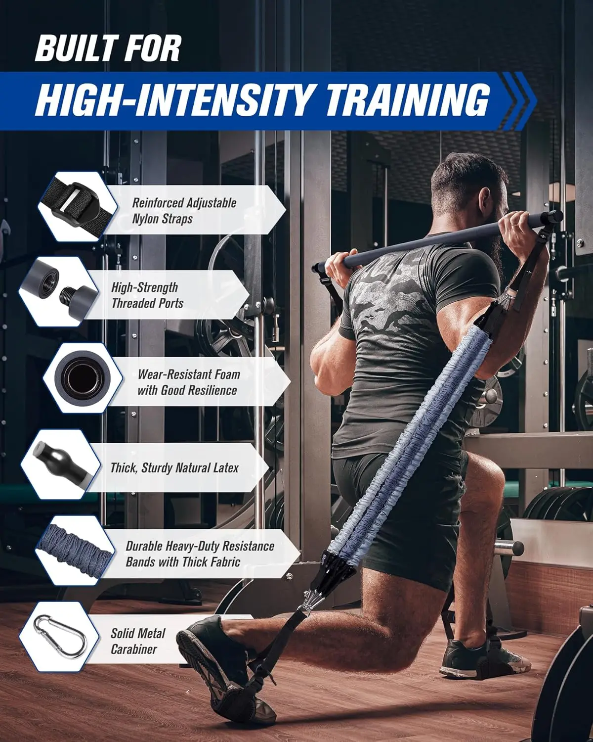 Multifunctional Pilates Bar Kit with Resistance Bands for Home Gym Full-Body Workouts