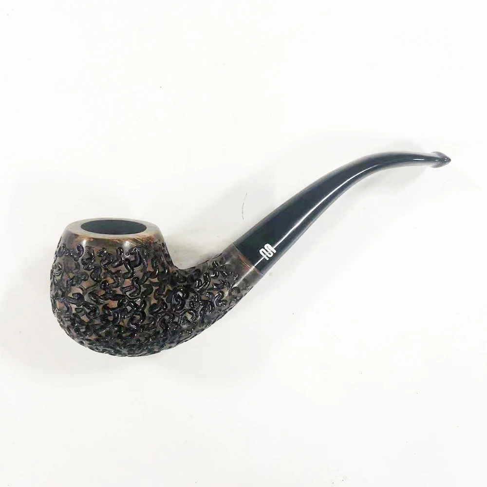 Handmade briar carved pipe classic curved handle pipe 9mm pipe channel Father gift SherlockHolmes pipe acrylic pipe mouthpiece