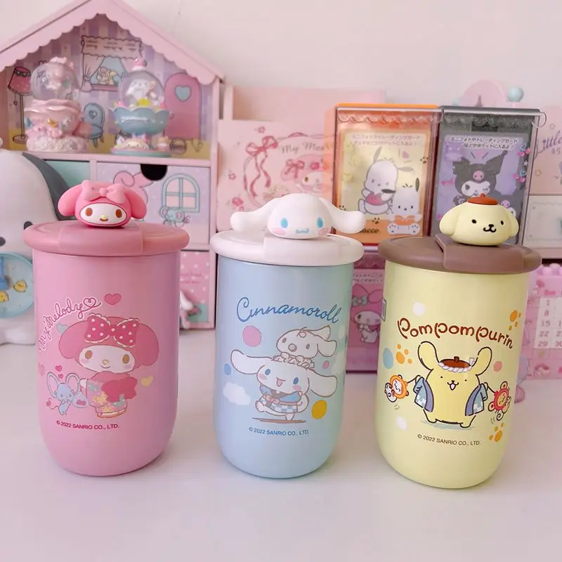 

Kawaii Melody Yugui Dog Screw Cover Coffee Cup Thermal Cup Cute Girl Heart Three-dimensional Cartoon Direct Drinking Cup
