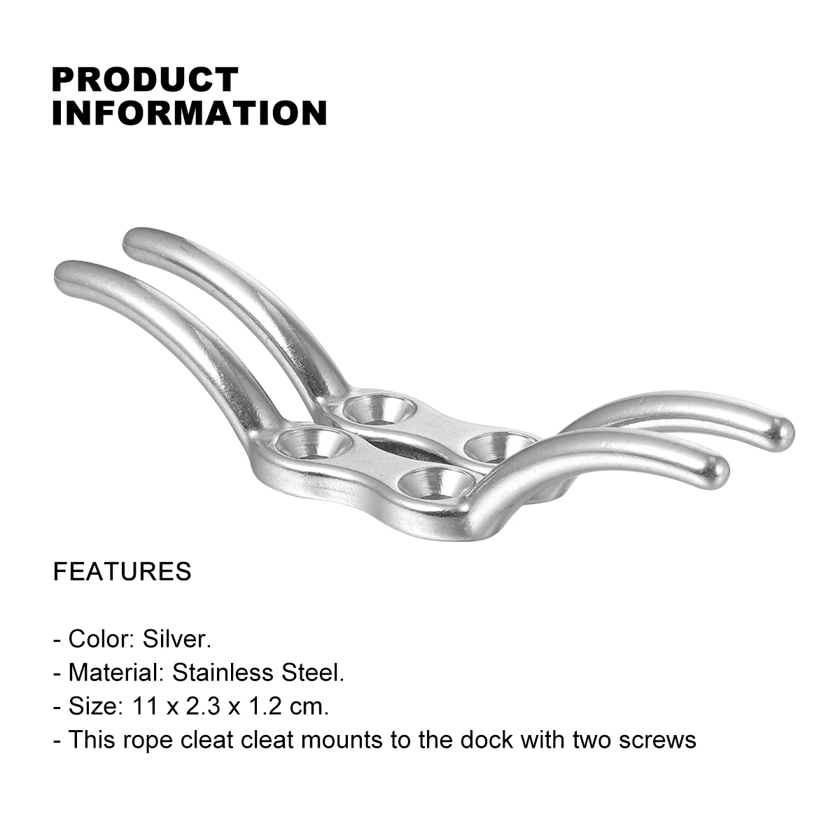 

2pcs Stainless Steel Cable Hook 6 Inch Silver Cleats for Boat Docks Accessories Multipurpose Anchoring System Marine Gifts Men