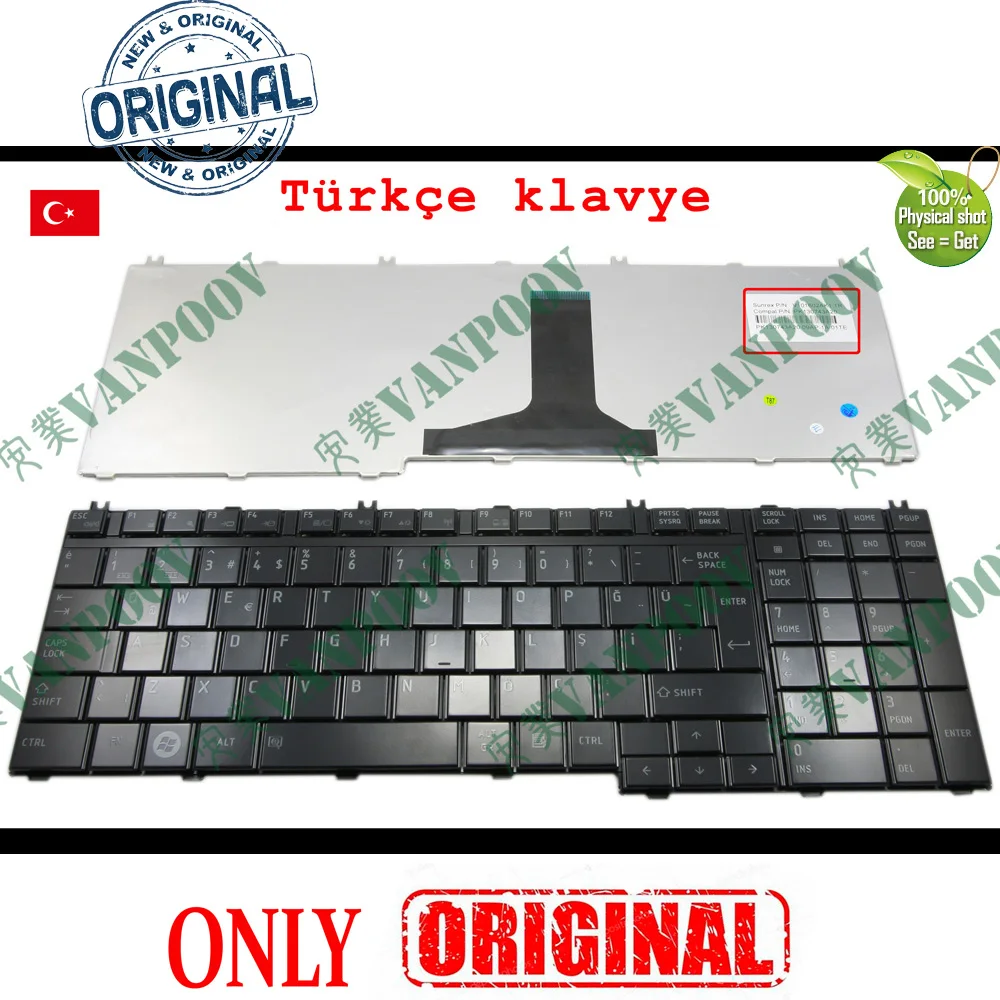 Novo Teclado de Notebook TR Turco para Toshiba Satellite A500 P200 P205 P300 P505 L350 L355 L500 L505 L510 L515 L535 Preto