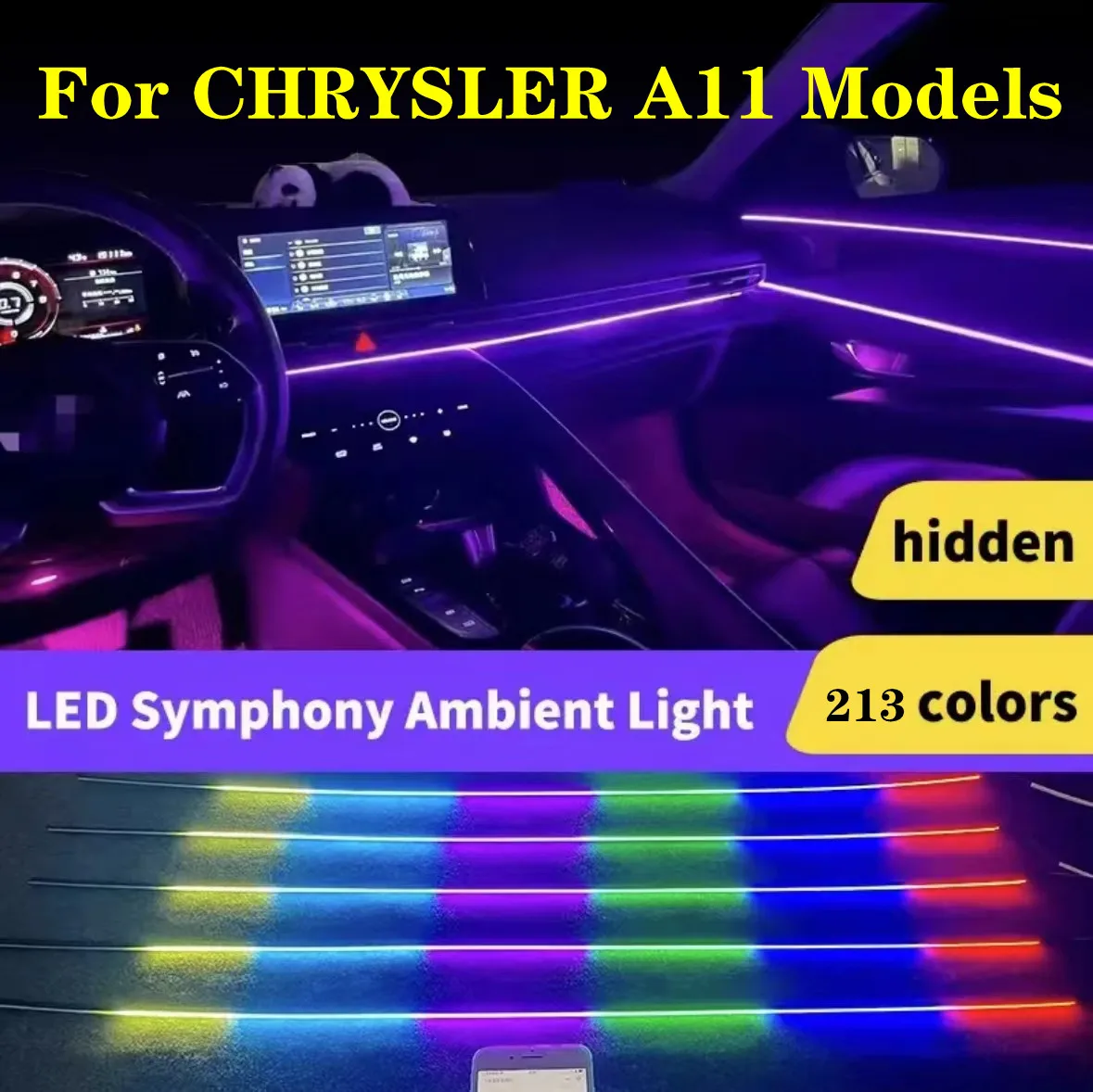 For Chrysler 300c 300 Pacifica 200 Sebring PT Cruiser 213 Color RGB Symphony Car LED  Interior Ambient Light Auto Accessories