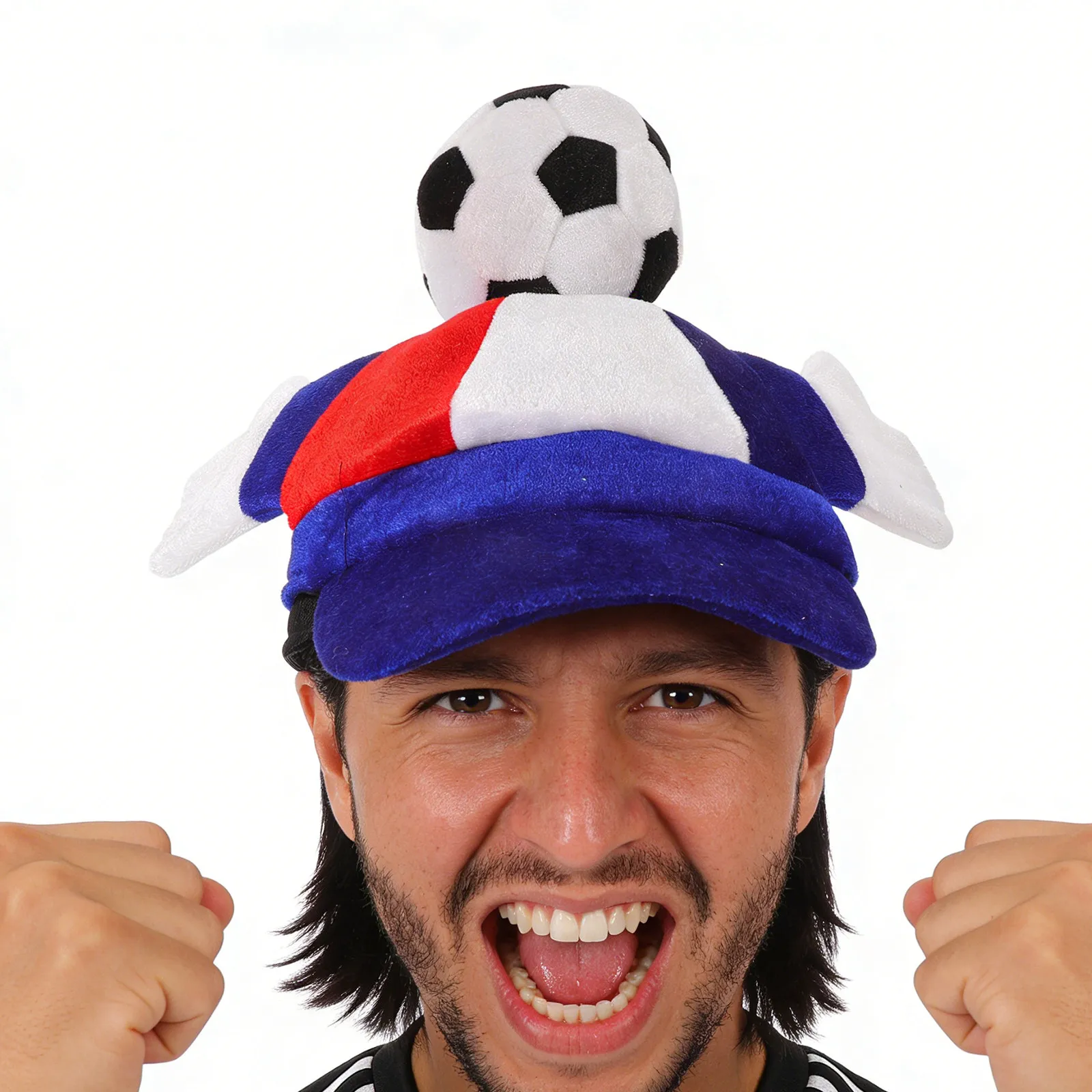 Cappello da Tifoso di Calcio con Mano che Sbatt il Petto, Leggero e Pieghevole, Cappello per Feste di Calcio, Cappello a Tema Calcio per Compleanni, Celebrazioni per Tifosi Sportivi