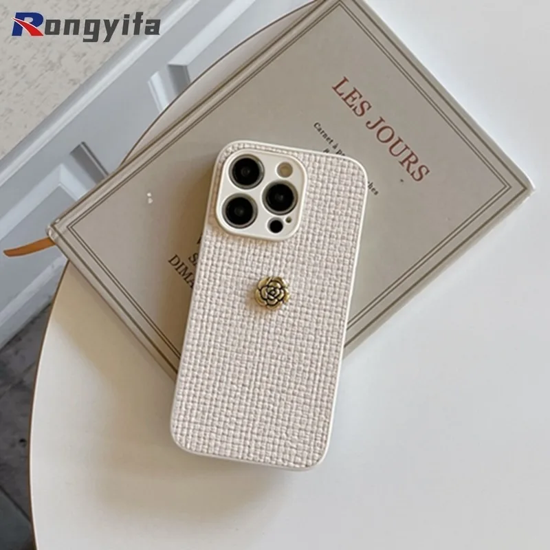 Fashion Camellia Phone Case For Xiaomi 14 13 12S 12 12T Pro 12X Mi 11 Lite 10S 10 Poco F5 M4 Pro X4 NFC F3 Case Woven Soft Cover