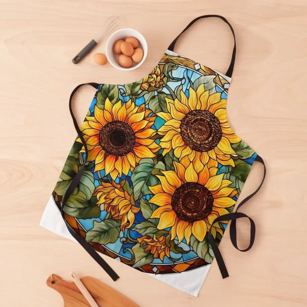 

Sunflower Bouquet, Stained Glass Apron Chef Uniform useful gadgets for home Apron