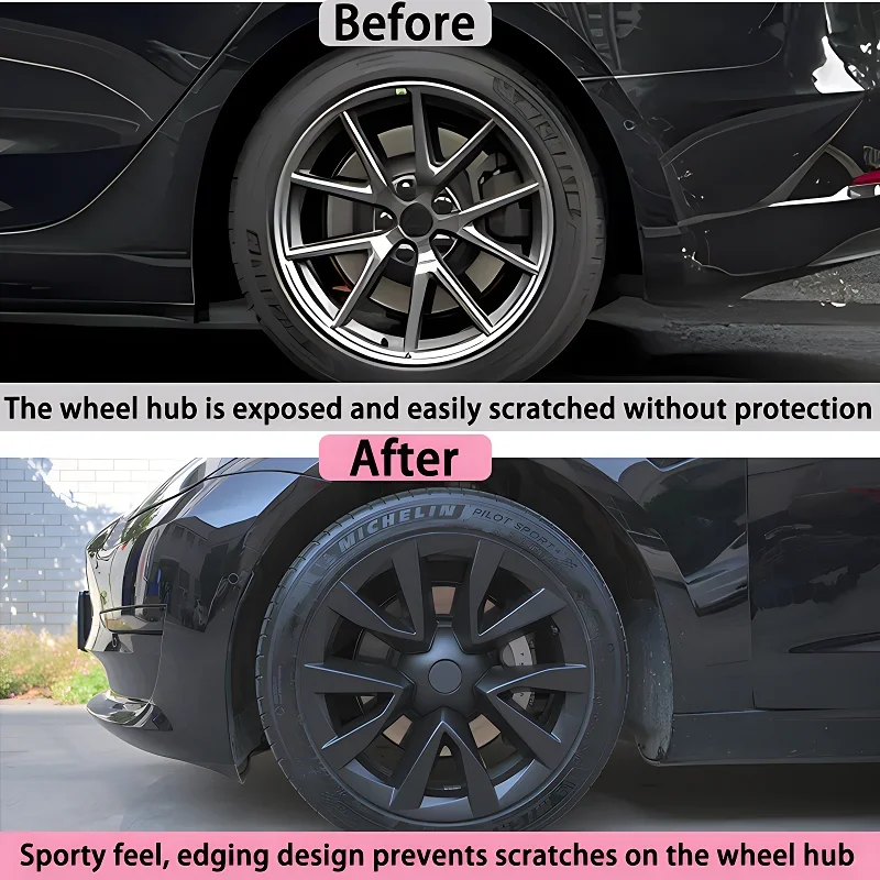 4PCS HubCap for Tesla Model 3 Wheel Cover 18 Inch Hub Cap 2018-2023 Full Rim Protector Cover Performance Wheel Cap Accessories