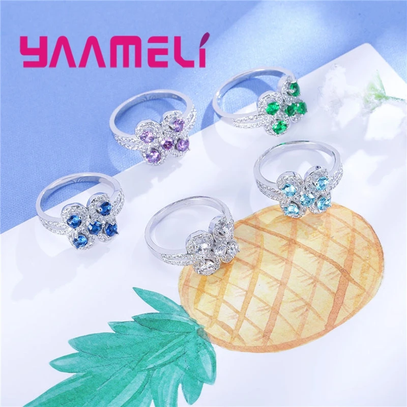 Unique Design Micro Paved Full Shiny AAA Cubic Zirconia Stones 925 Sterling Silver Color Rings Women Wedding Engagement Anel