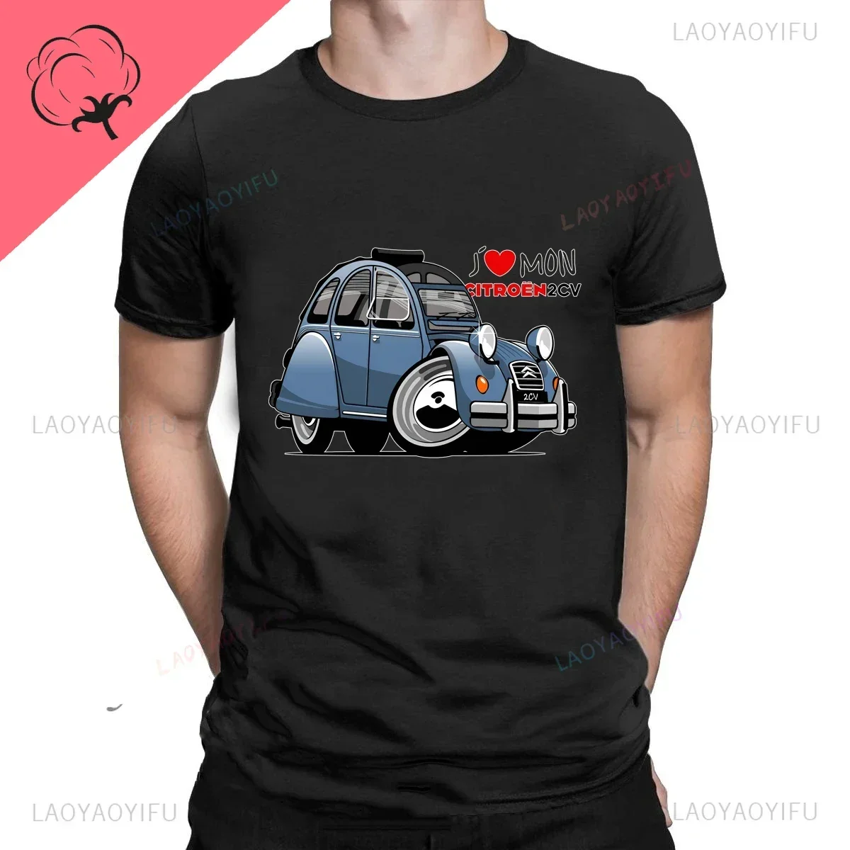 تي شيرت Citro 2Cv كاريكاتير أزرق 100% قطن مقاس كبير 2 Cv Deux Chevaux Deuxchevaux Type Az Classic French Car France #2