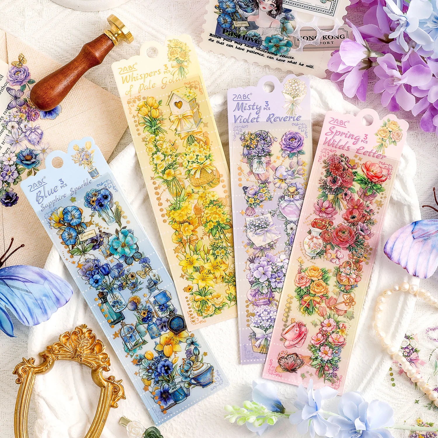 Four-Season Flower Stickers with High Aesthetic Value, Ins-Style Plant and Floral Decorative Patterns for Journals, Phone Cases, DIY Decoration Stickers