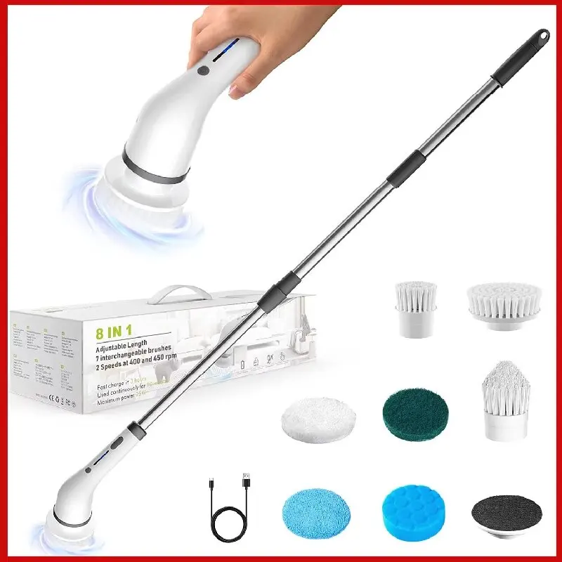 

Electric Cleaning Brush 8 in 1 Multifunctional Household Wireless Rotatable Cleaning Brush For Bathroom Kitchen Windows Toilet