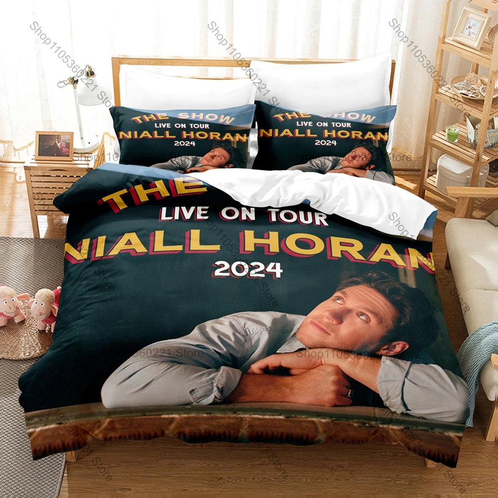 Cool Pop Music Style Duvet Cover + 2 Pillowcases, Niall Horan Printed Bedding Set Soft Material Perfect Bedroom Ornament & Holid