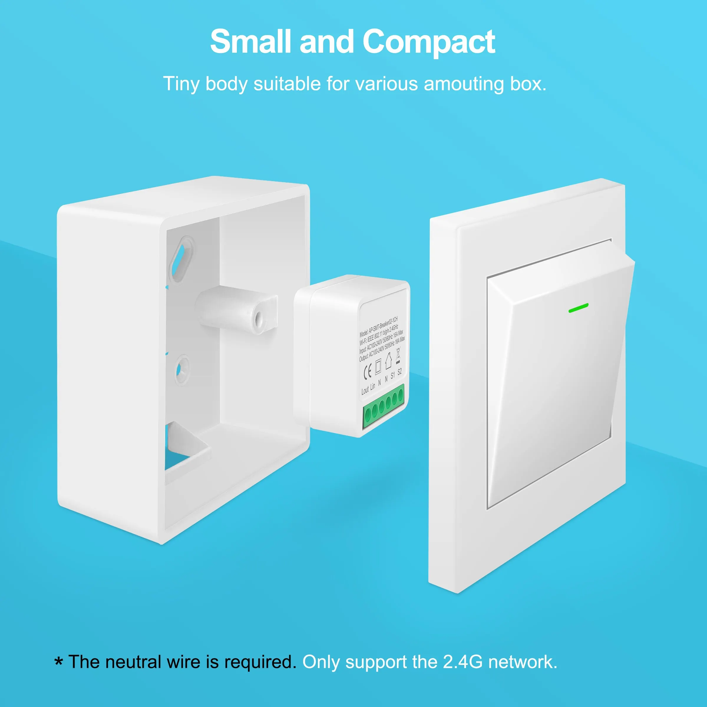 16A Wifi Smart Switch Smart Home Light Switches Module 2 Way Control Work with Tuya Smart Life Alexa Google Home Switch