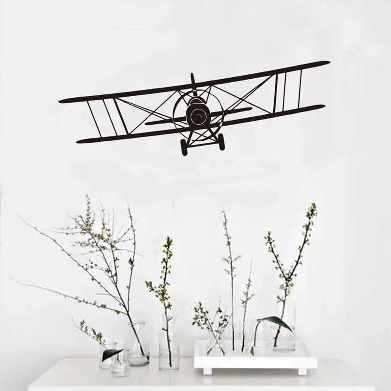 Adesivo da parete per aereo da scivolo retrò per la camera dei bambini Decorazione di sfondo Carta da parati Decalcomanie artistiche Adesivi per decalcomanie per la casa dell'aereo aereo aereo