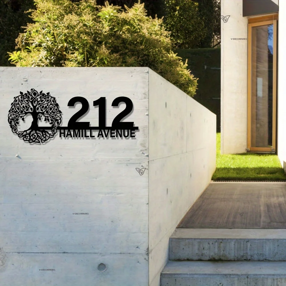 Exclusive Customizable Metal Sign Personalized Tree - Shape Durable Matte Finish Easy Install Ideal for Home Garden Restaurant