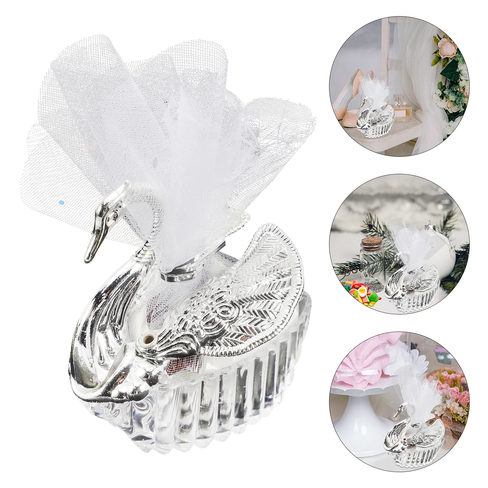 

12 Pcs Beautiful Metallic Look Painted Plastic C For Wedding Party Favors Supplies Gift Bags Large Swanshape Design