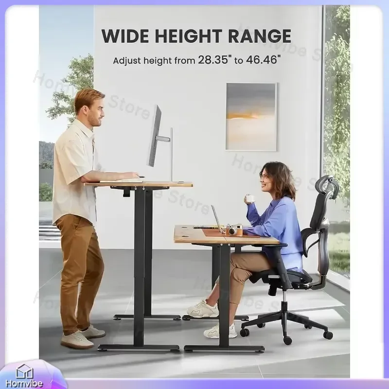 Electric Height Adjustable Standing Desk 55 x 28 Inches Sit Stand Computer Desk for Home Office Workstation with Memory