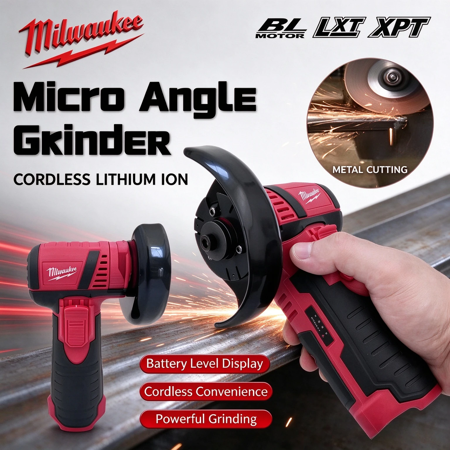 Milwaukee Mini Micro Angle Grinder Brushless Electric Angle Grinder for Diamond Cutting Wireless Power Tool no Battery