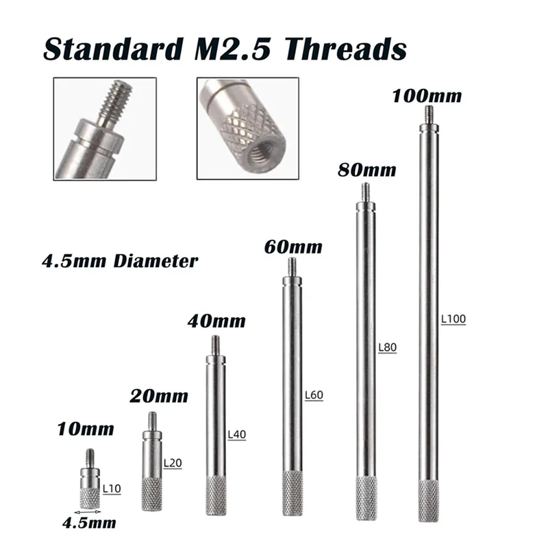 A53Q-12Pcs Dial Indicator Extension Stem Rod Set M2.5 Thread,10-100Mm Extend Rod,Measurement For Dial & Digital Indicators