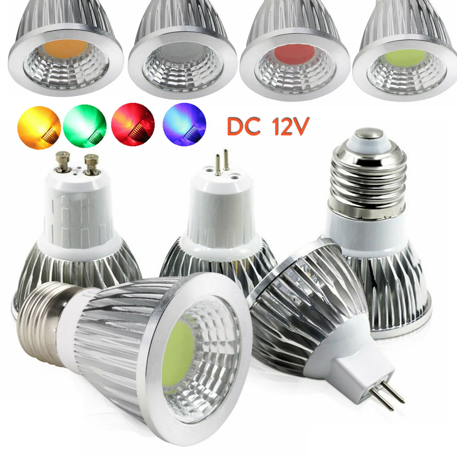 

Super Bright Dimmable 6W 9W 12W MR16 GU10 E12 E14 GU5.3 LED Bulbs LED Spotlight Bulb DC 12v Yellow Blue Green Red Lighting Lamps