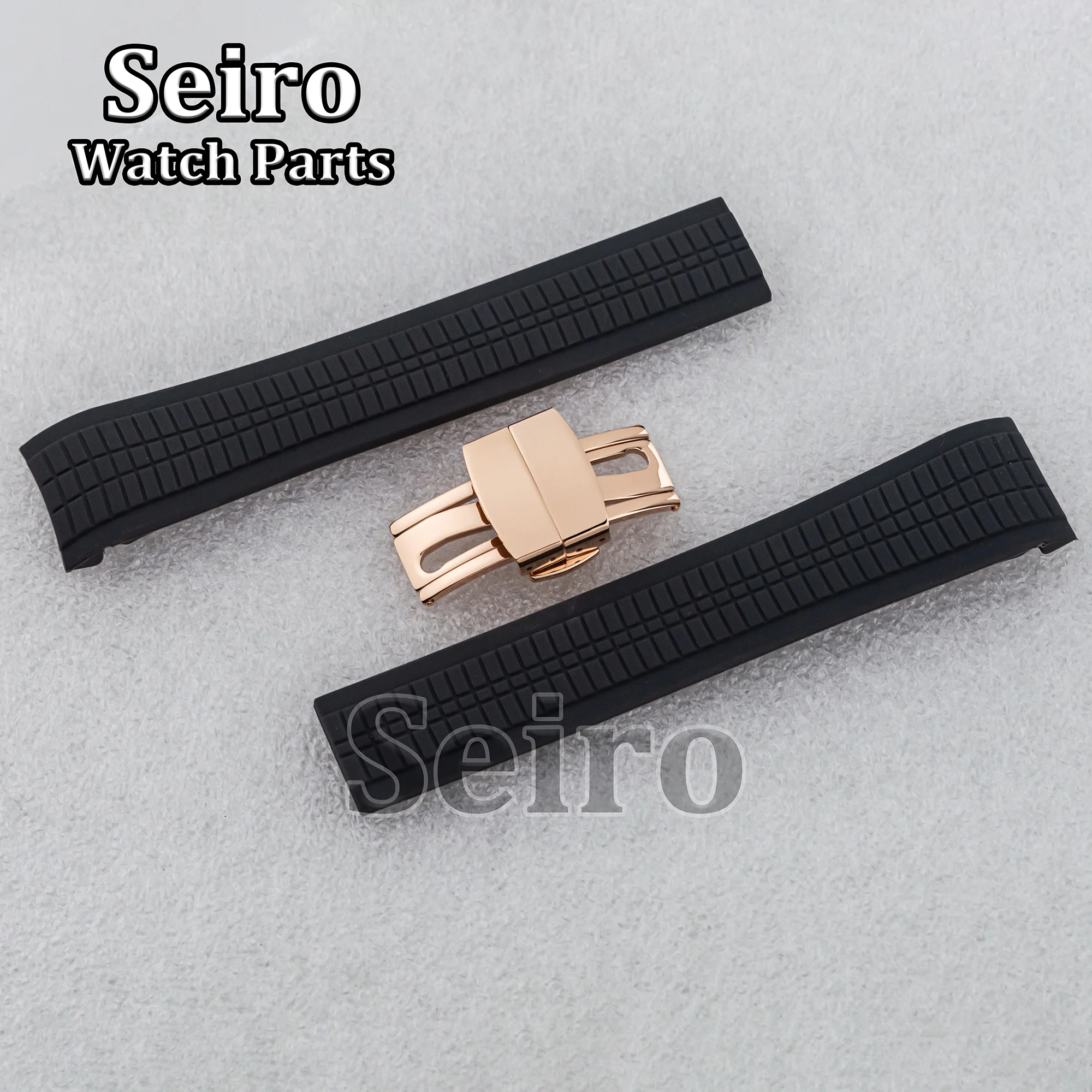 Stainless Steel Rose Gold Buckle 21MM Rubber Strap Watch Bracelet Black Green Brown Blue Watchband for AQUANAUT Nautilus Case