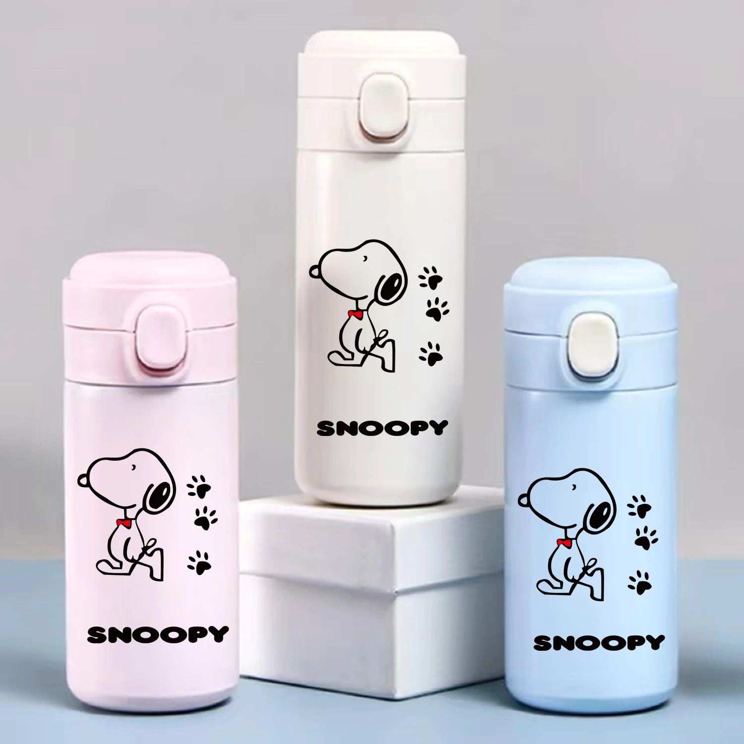 320/420ML Snoopy Stainless Steel Water Cup Vacuum Thermos Cup Travel Portable Cartoon Children Drinking Cup Sports Water Botle