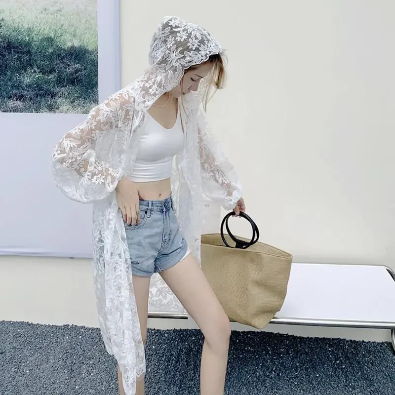 Extra size summer very fairy sunscreen clothes women design sense small hooded long lace shirt