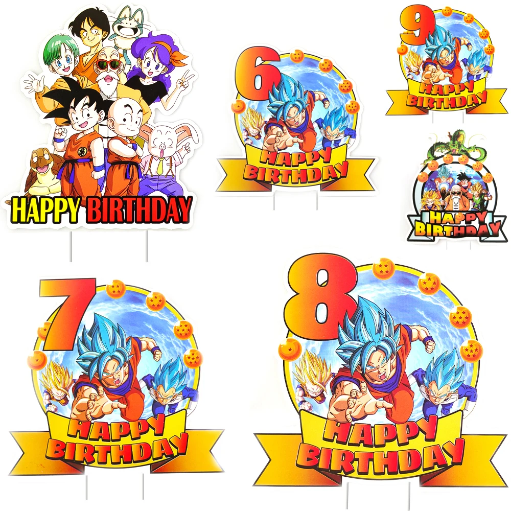 Birthday Party 6-9 Digital Dragon Ball Theme Cake Toppers Banner Flag Decorations Party Picks Events Supplies 1pcs/lot