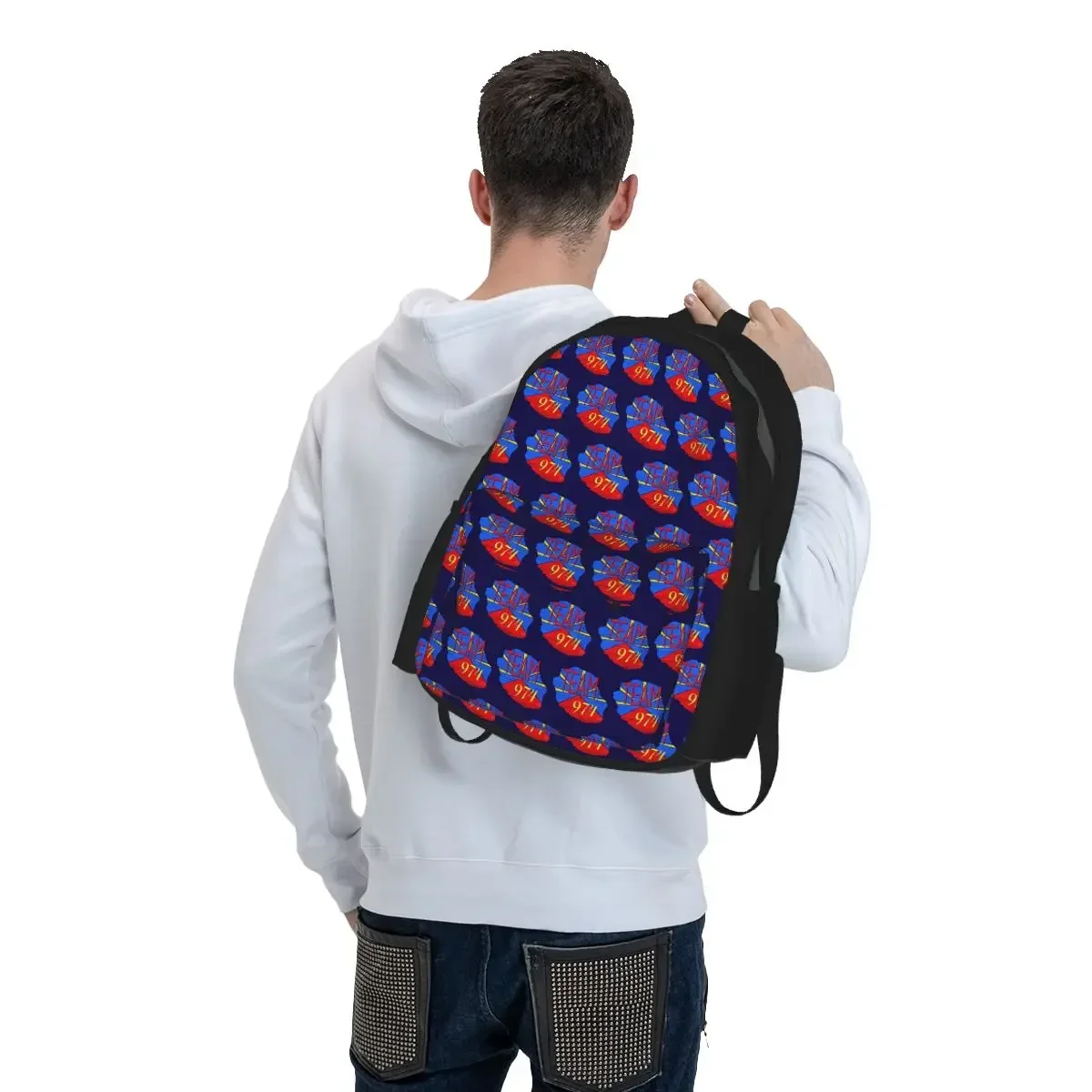 974 Reunion Island Logo Student Backpack School Bag Hiking Travel Daypack for Men Women Bookbag Shoulder Bags