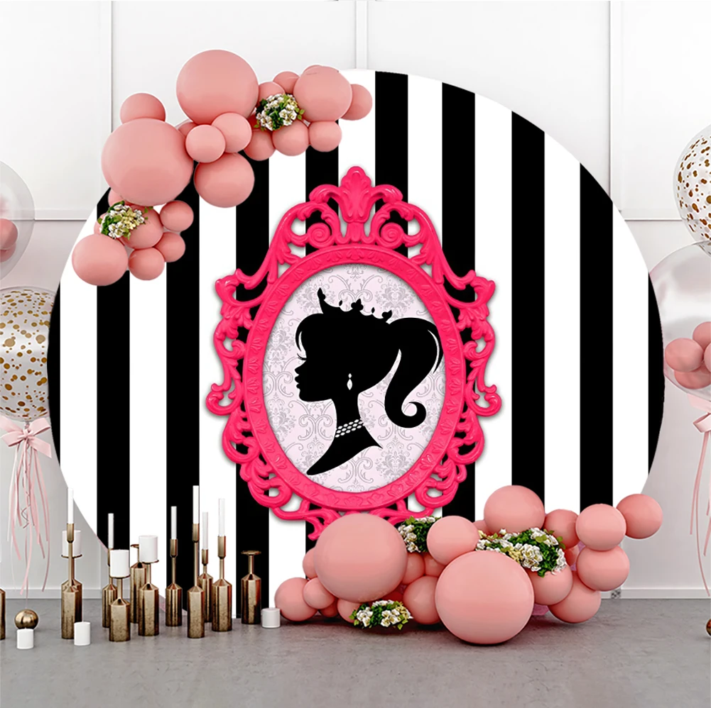 공주 소녀 생일 파티 라운드 배경 커버 뷰티 파티 베이비 샤워 초상화 사용자 정의 사진 배경 스튜디오 소품