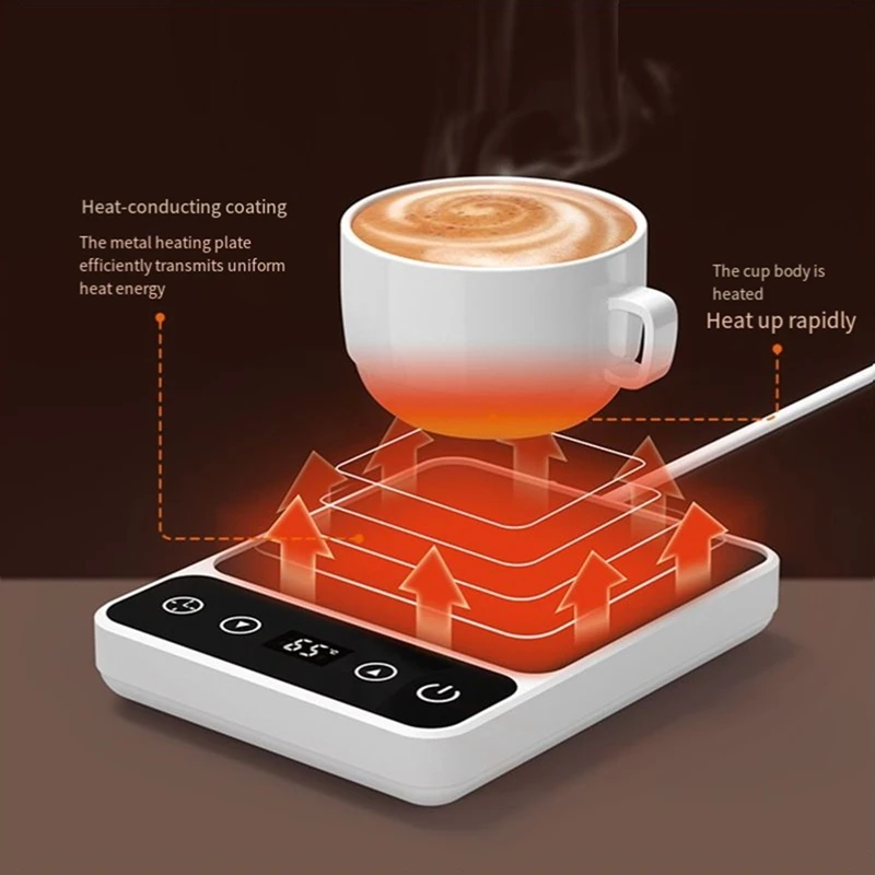 Aquecedor de xícara de café ABBN, aquecedor elétrico inteligente de xícara de café, ajuste de temperatura de 9 níveis, plugue americano
