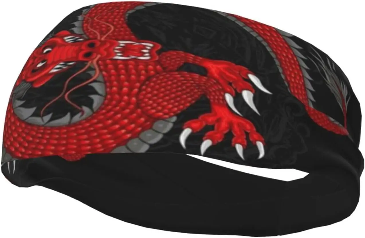 

Chinese Dragon Headbands Japanese Dragon Sweatband Fashion Summer Hair Bands for Tennis,Basketball,Running,Gym,Working Out