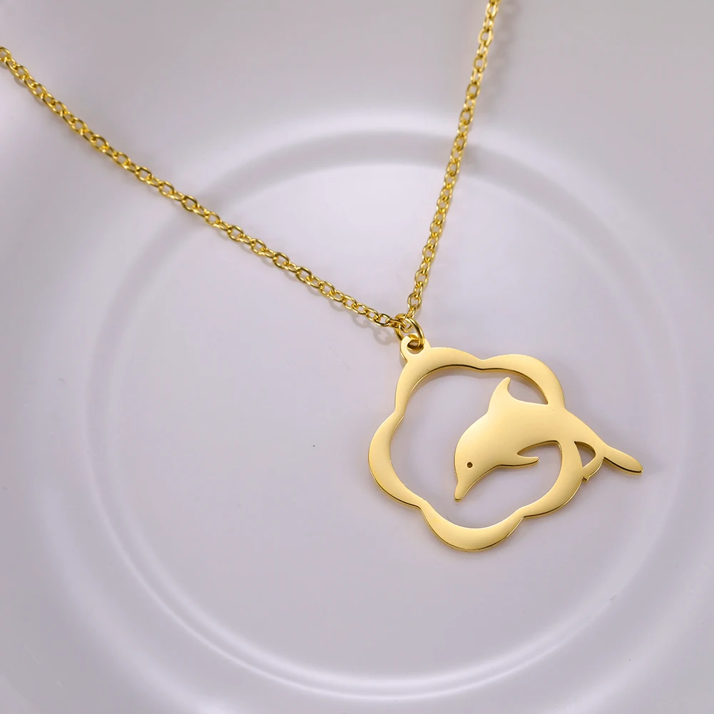 Stainless Steel Dolphin Wreath Pendant Chain para mulheres, namorada, aniversário, presente de festa de casamento, indispensável, verão, novo, 2023