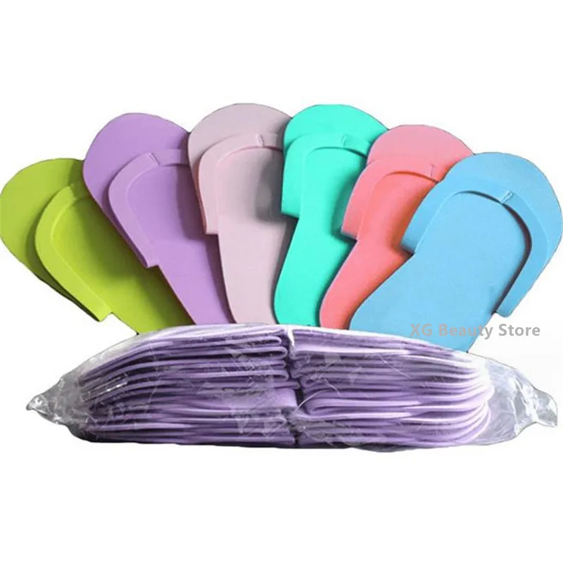 New 12 Pairs Random Color Disposable Foam Slippers Pedicure Slippper For Salon Spa Hotel Foot Flip Flop Slippers Pedicure Tool