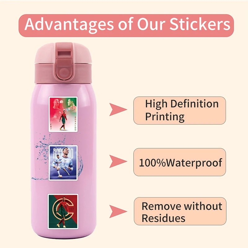 50PCS Football Star DIY Graffiti Stickers Cristiano Ronaldo Party Decoration Water Cup Phone Shell Waterproof Sticker