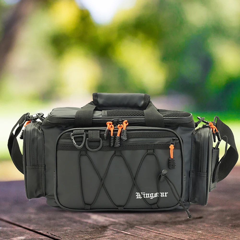 Angeltaschen, Angelgeräte-Boxen mit großem Fassungsvermögen, Umhängetasche mit mehreren Taschen, kratzfest, verschleißfest, für Outdoor-Wanderungen – Detail 6