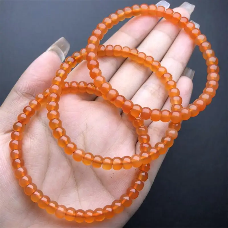 

5.8MM Natural Nanhong Agate Bracelet Handmade Crystal Quartz Jewelry Stretch Bangle Children Birthday Gift 1PCS