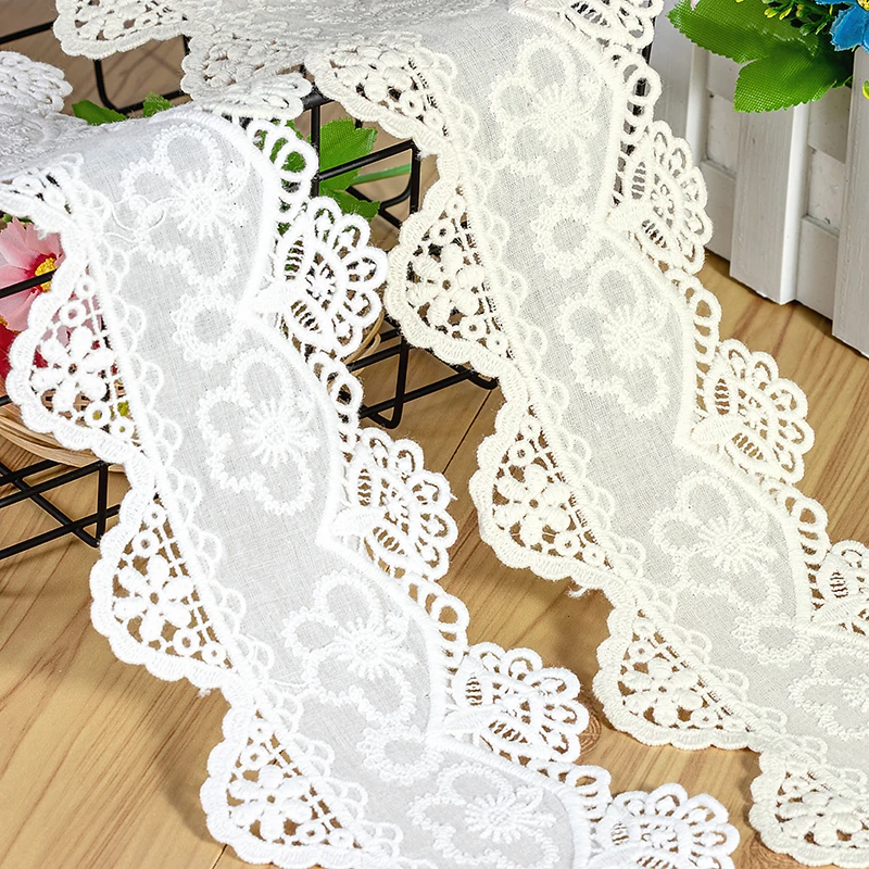 Pure Cotton Flower Wavy Edge Lace Fabric, Soft Baby Clothing Accessories,Handmade DIY Sewing Lace Trim,5 Yards per Lot,Width 9cm