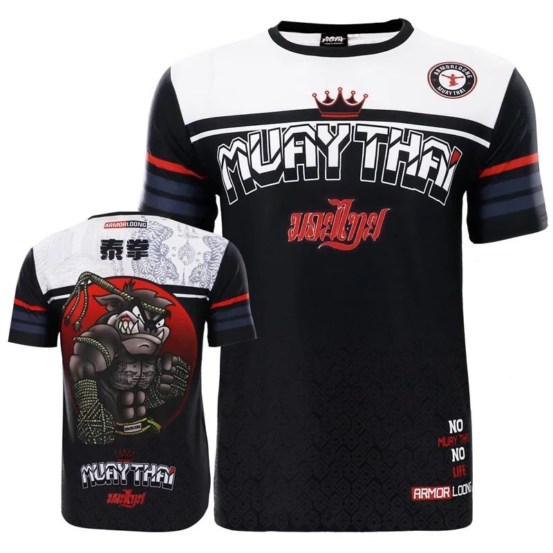 Hot Selling Muay Thai 3D Printed T-shirt Brazilian Jiu-jitsu MMA Graphic T-shirt for Men and Children Fashion Loose Round Neck S