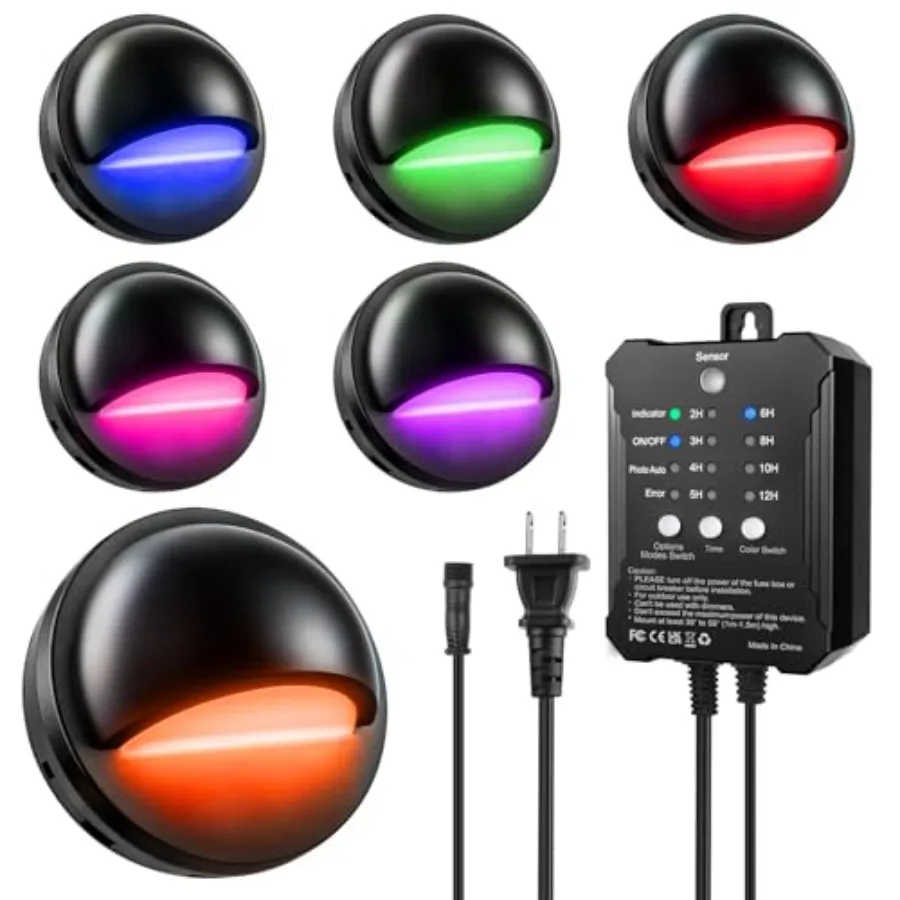 

RGB Low Voltage LED Deck Lights Kit with Transformer Timer and Photocell Sensor, IP67 Waterproof Low Voltage Landscape Lighting